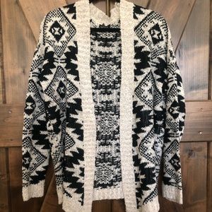 Sisters Tribal Print Open Front Cardigan